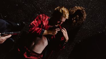 Luke Bauer and Jack Paulson on set of Brief Business