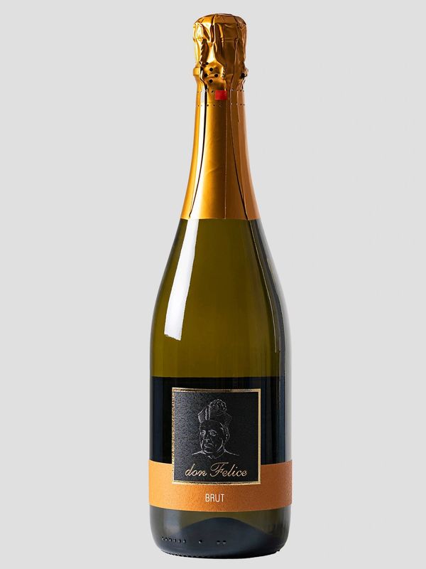 Bottle of Don Felice Brut sparkling wine with gold foil.