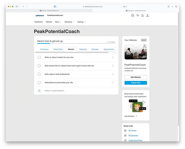 Webneer Website Builder onboarding and setup