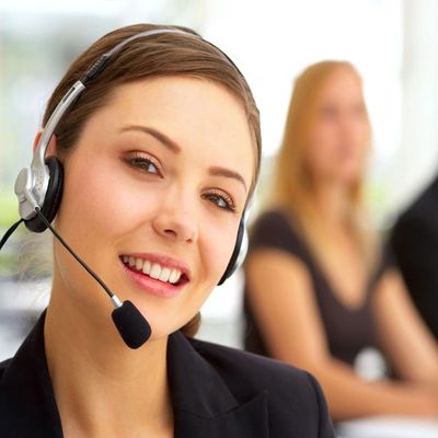 call center person with headphone and microphone