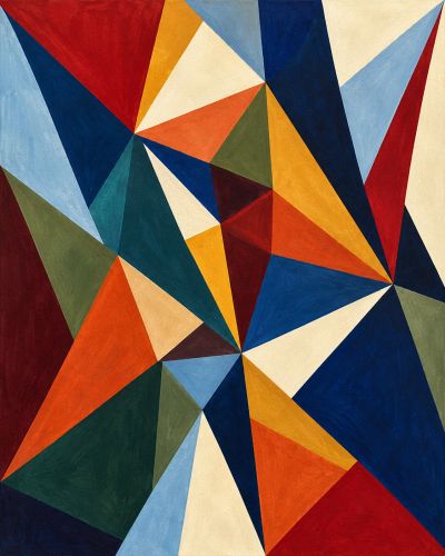 Original artwork from the Mosaic Framework collection, featuring intersecting triangles. The interco