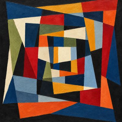 Original artwork from the Mosaic Framework art collection, featuring interlocking shapes in blue, re