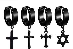 cross danglers hoop black