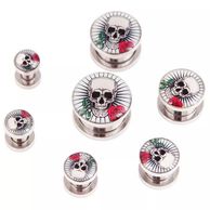 plugs skull with rose