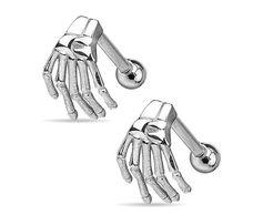 skeleton hand eyebrow - lip - ear piercing