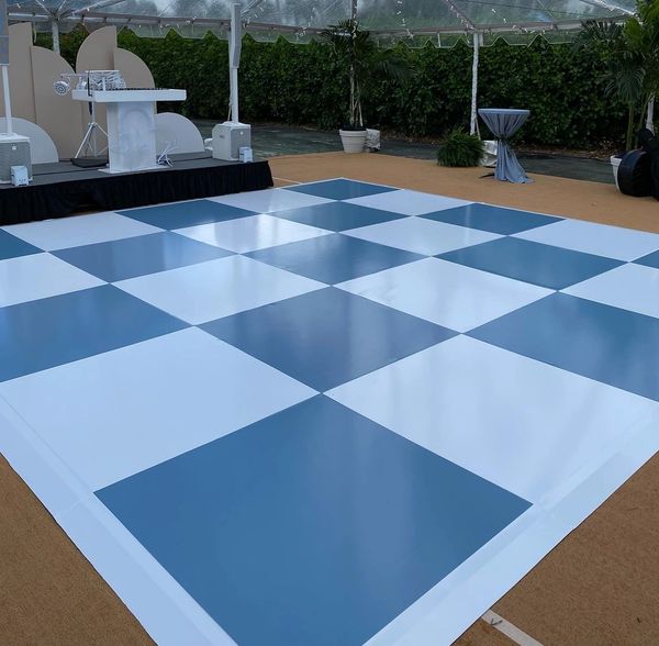 Custom Blue Tile Wrapped Dance Floor