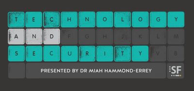 Illustration of a keyboard highlighting 'Technology and Security' with a presentation credit.