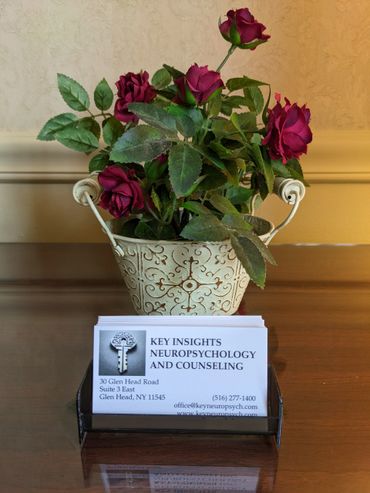 flowers and business cards