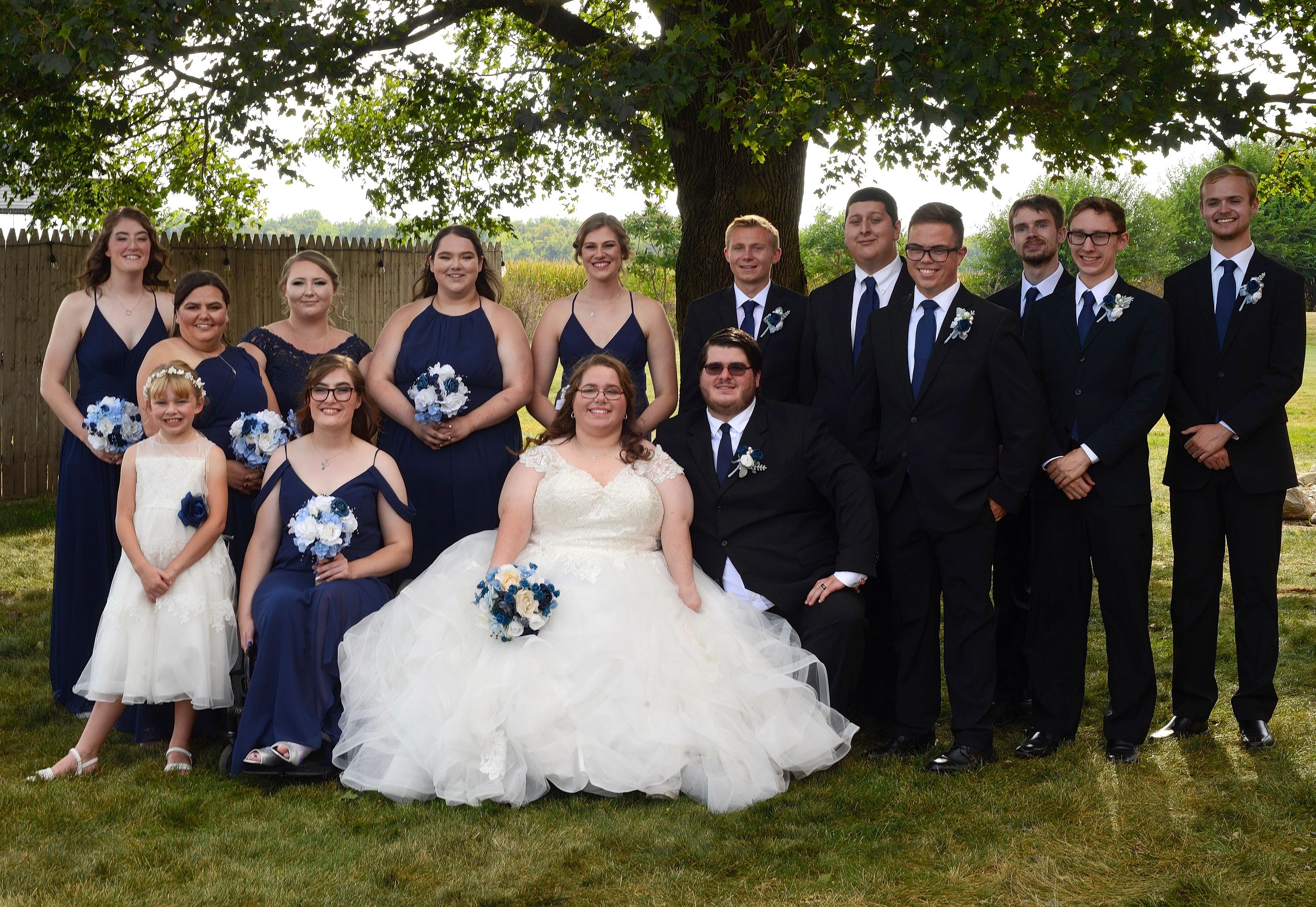 Wedding Party with Bride, Groom and also Bridesmaids and Groomsmen