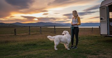 Dog and owner enjoying the outdoors