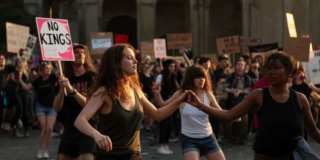 PROTESTORS DANCING "theTRUMP" AT NO KINGS RALLY