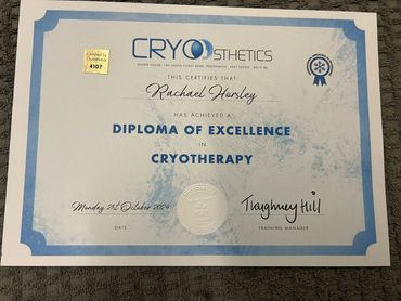 Cryotherapy course certificate