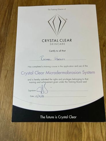 crystal clear skincare certificate
