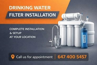 Drinking water filter installation service with complete setup at your location.