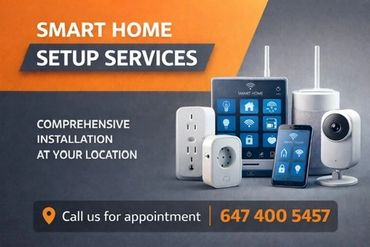 Smart home setup services with comprehensive installation and appointment call.