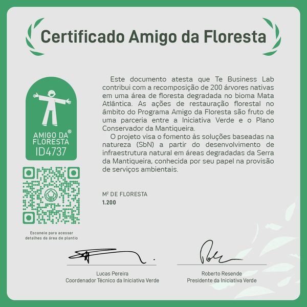 Certificado de plantio de árvores