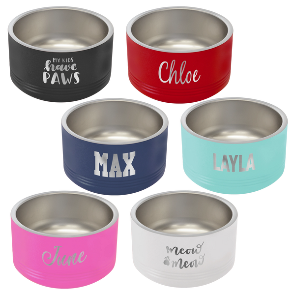 Sturdy and durable Polar Camel pet bowls are available in 3 sizes and in 6 colors. They have a large