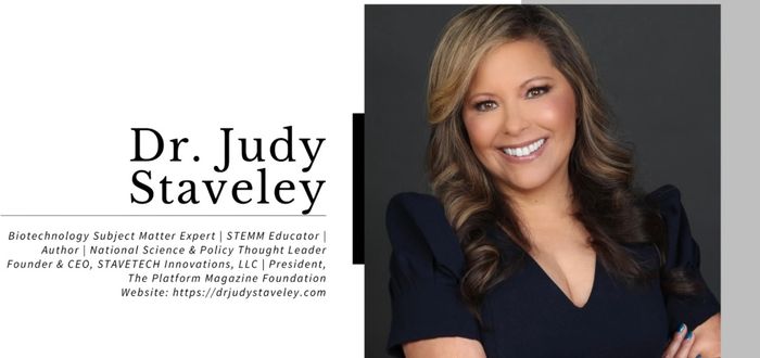 Professional headshot of Dr. Judy Staveley, biotechnology expert and STEMM educator.