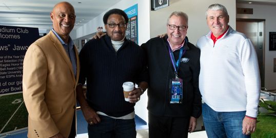 NFL Legends at past Super Bowl party: James Lofton, Chuck Foreman, Ron Jaworski, Mark Rypien