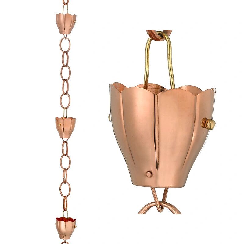 Copper Rain Chain cups