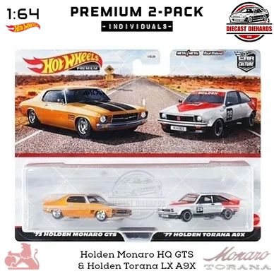 Hot Wheels Premium 2-Pack Series featuring 1:64 Scale Replica 1977 Holden Torana LX SS A9X.