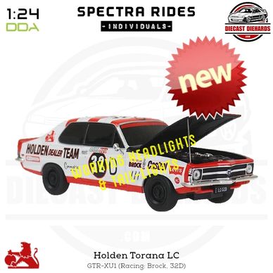 DDA Spectra Rides 1:24 Scale Replica Holden LC Torana GTR XU1. Working LED Lights. Brock, 32D.