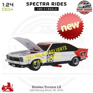 DDA Spectra Rides 1:24 Scale Replica Holden LX Torana SS A9X. Working LED Lights. Brock, 05, 1979.
