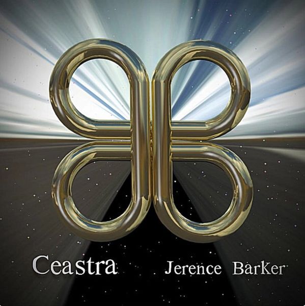 Ceastra logo Abstract metallic butterfly logo with text.