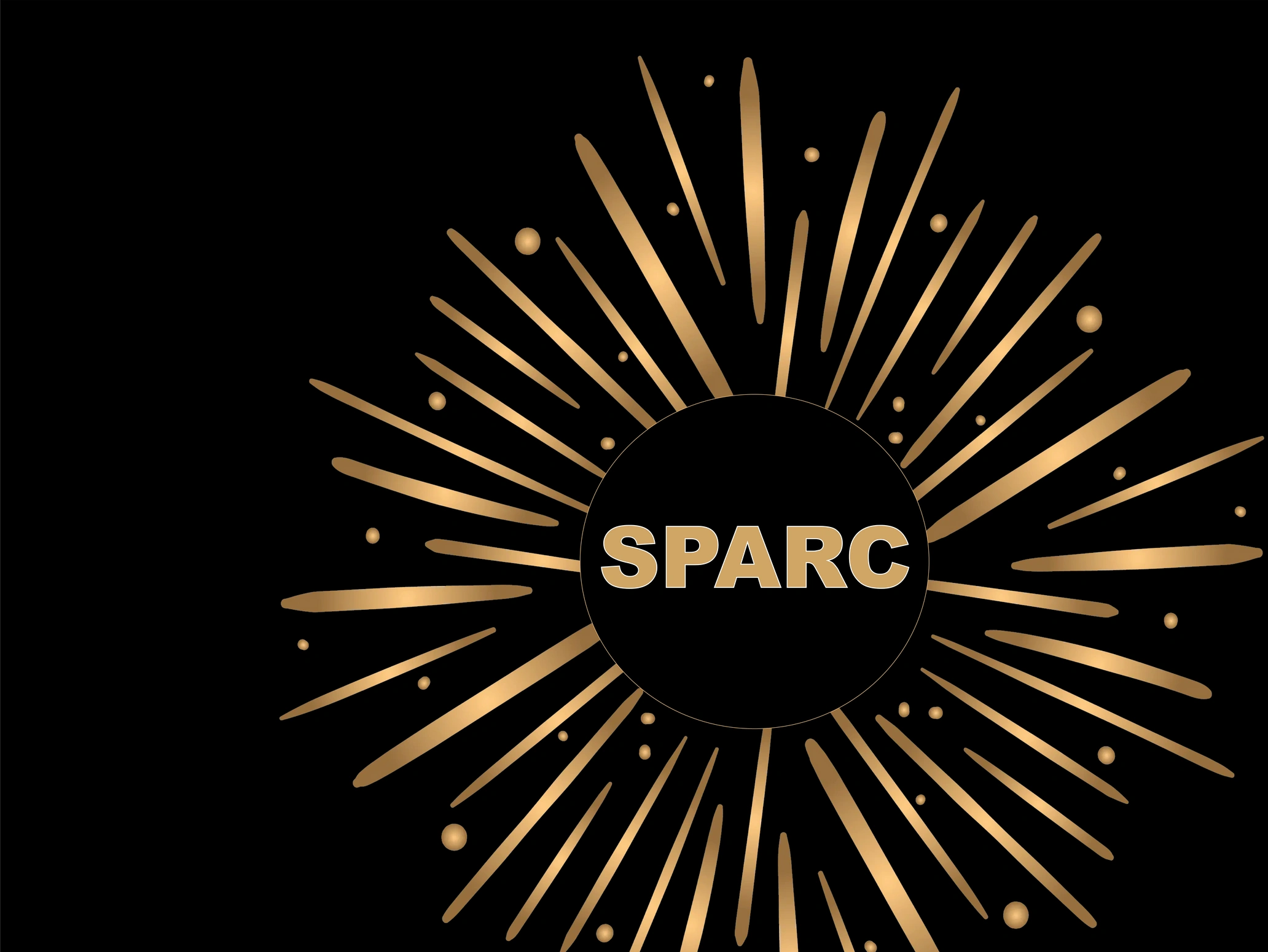 Golden sunburst design with the word 'SPARC' in the center on a black background.