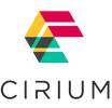 Cirium logo Red, yellow and green 1/2 a cube.