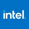 Intel logo white letters on blue square.