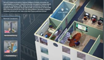 Screenshot of an illustration of a webpage that shows a building and the different IT aspects of the