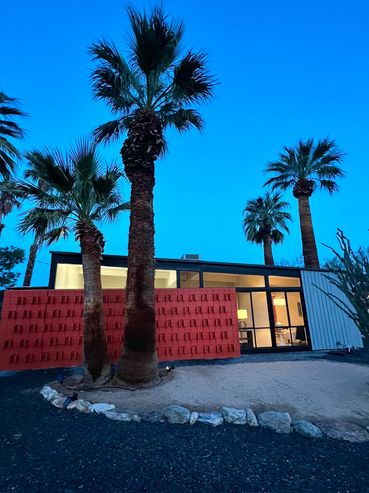 Dusk with mid century modern William Krisel in Borrego Springs, southern California.