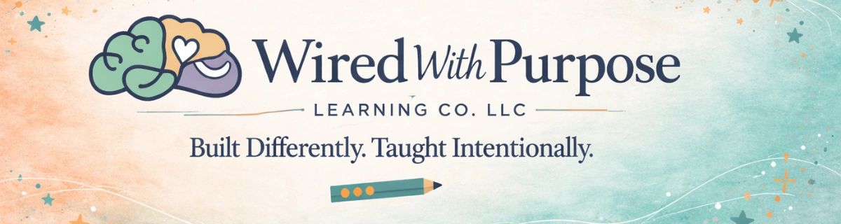 Logo for Wired With Purpose Learning Co. emphasizing intentional teaching.