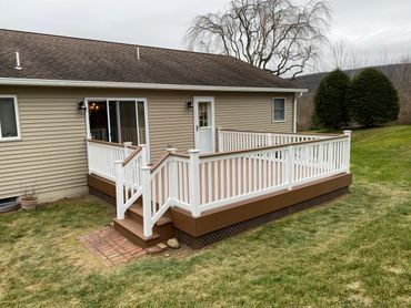 PVC deck with vinyl railings