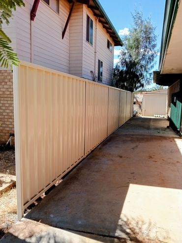 New installation, Cream coloured, colorbond fence