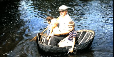 Gestingthorpe History Group making and using coracles.