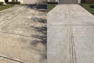 before and after concrete drive way pressure wash