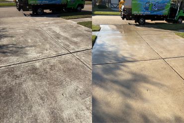 before and after concrete drive way power wash