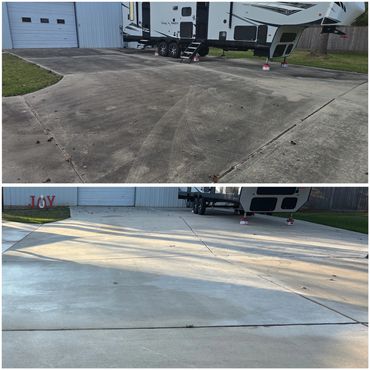 before and after concrete pressure wash