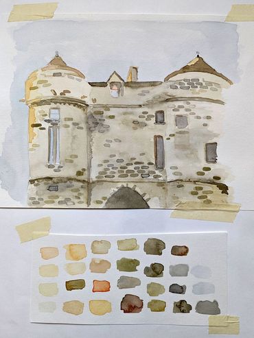 Watercolour study of Falkland Palace
