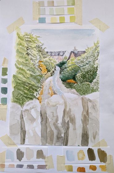 Watercolour study of the Coddy bridge in Innerleithen