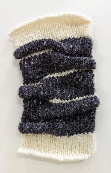 Undyed yarn and deadstock wool ripple stitch