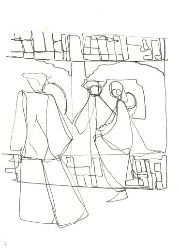 Continuous line drawing of manchu ladies