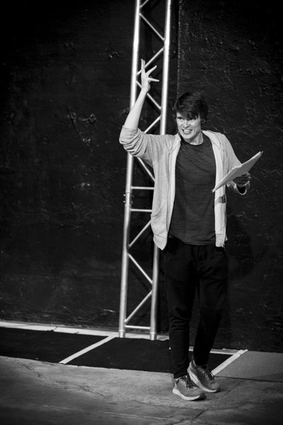 Rob in rehearsal for The Boomkak Panto at Belvoir St Theatre, 2021.