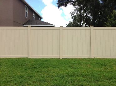 Tan Vinyl Fence Company Lithia FL