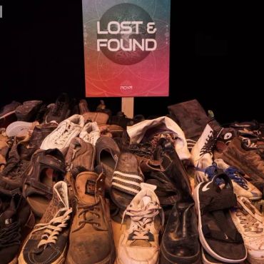 Lost & Found collection of various shoes.