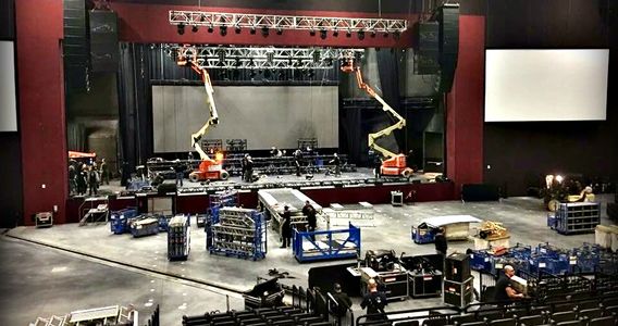 Construction of concert stage and trusses