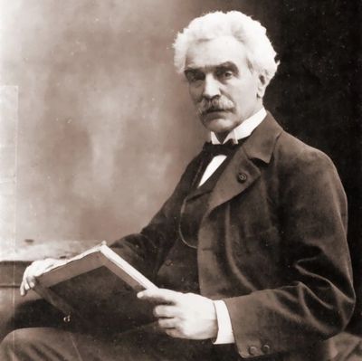 Photography of Jean-Léon Gérôme - Black & White Portrait of French painter with a book in his hands