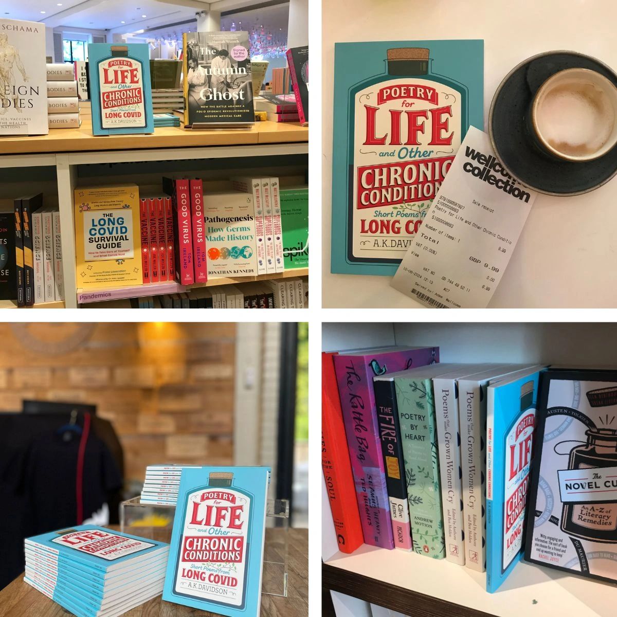 Poetry for Life and Other Chronic Conditions on bookshop shelves.